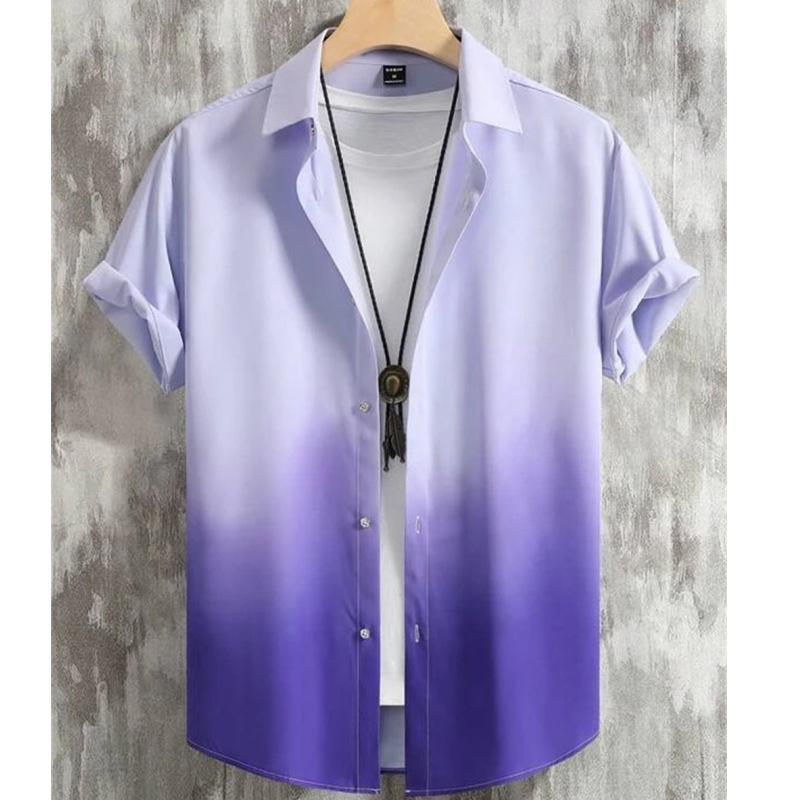 Herrenhemd Sommerkleidung Farbverlaufsdesign Grafik 3D-Druck Hemden Kurzarm Tops Streetwear Locker Lässig Hawaiihemden