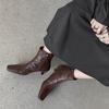 Fine-heeled Short Boots Women's Versatile Retro Chelsea Boots Square-heeled High-heeled Boots 2025 Autumn and Winter New Korean Version Boots