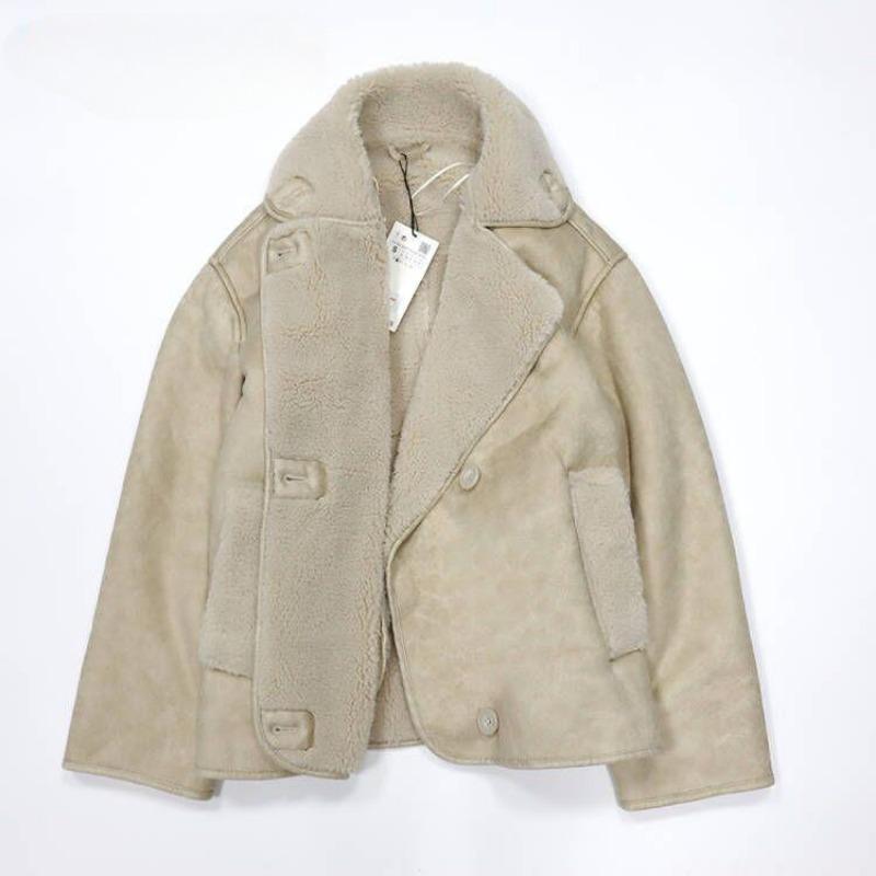 Chaqueta de invierno 2024 de alta calidad de estilo vintage para mujer, de manga larga, cálida, de forro polar sintético, informal, con bolsillos sólidos, prendas de vestir exteriores