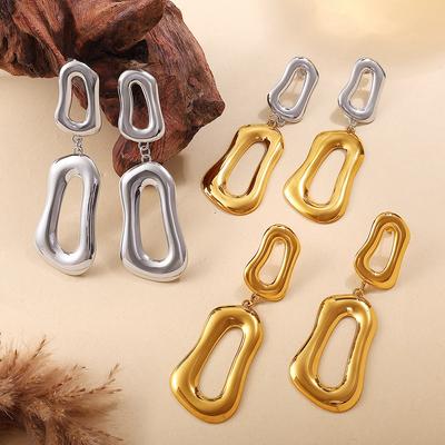 European and American Geometric Irregular Ring Commuter Earrings Stainless Steel Plated 18K Gold Jewelry Women