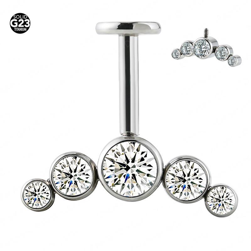 

Пирсинг для губы из титана G23 с перевернутым маленьким шариком 1.2x10mm алмаз/белый