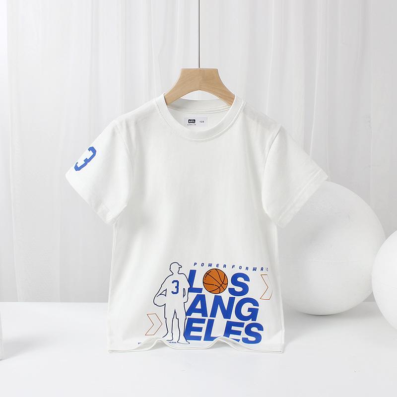 Children's Quick-Dry Cotton Basketball T-Shirts - Summer Short-Sleeve Tops for Boys