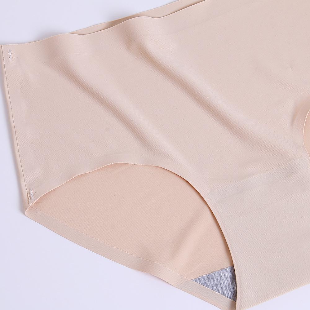 Women's Seamless Ice Silk Mid-Waist Briefs - Comfortable, Solid Color, Plus Size