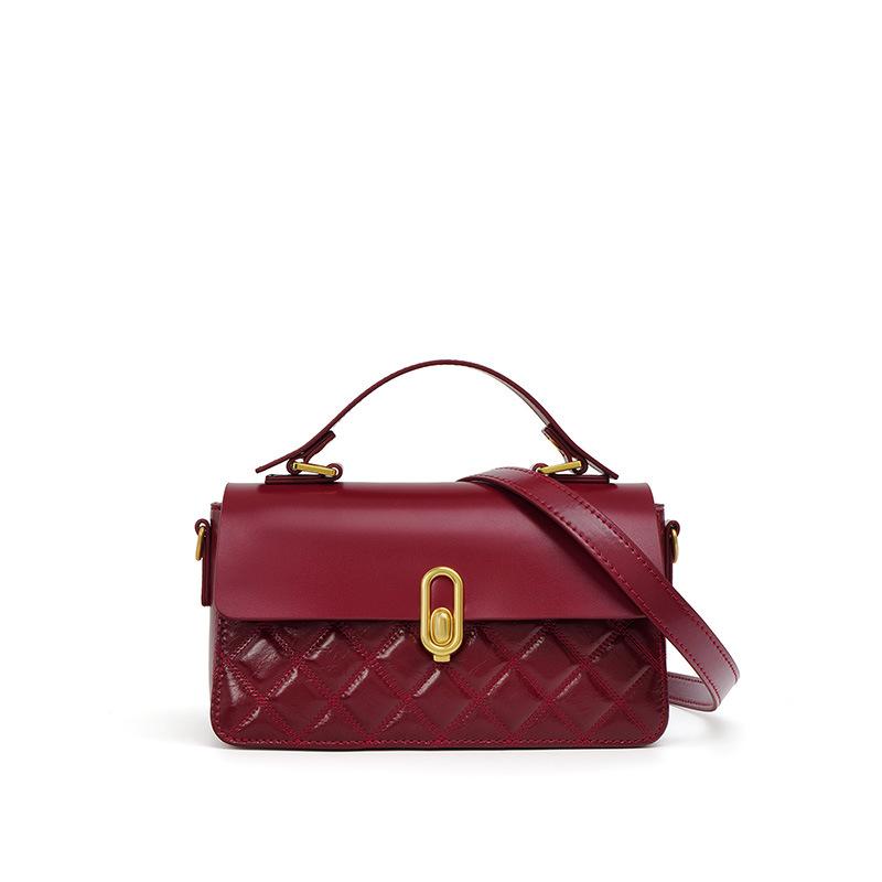 Leather Light Luxury Small Bag Summer New Daily Commute Casual Versatile Fashion Diamond Square Bag