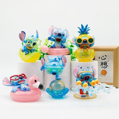 6Pcs New Stitch Toy Cute Summer Series Collectible Doll Model Car Decoration Birthday Gift