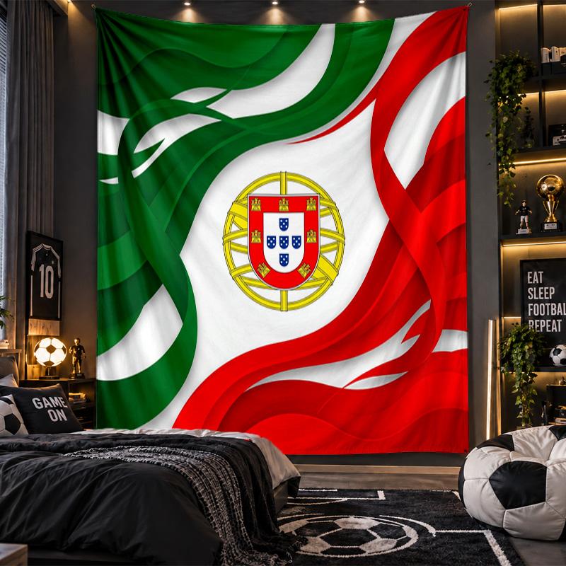 Wall Hanging Tapestry Portugal Football Print Cloth for Living Room Bedroom Home Decor