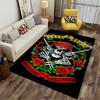 Guns N' Roses Skull Art with Roses Non-slip Rug Suitable for Living Room and Bedroom Sofas