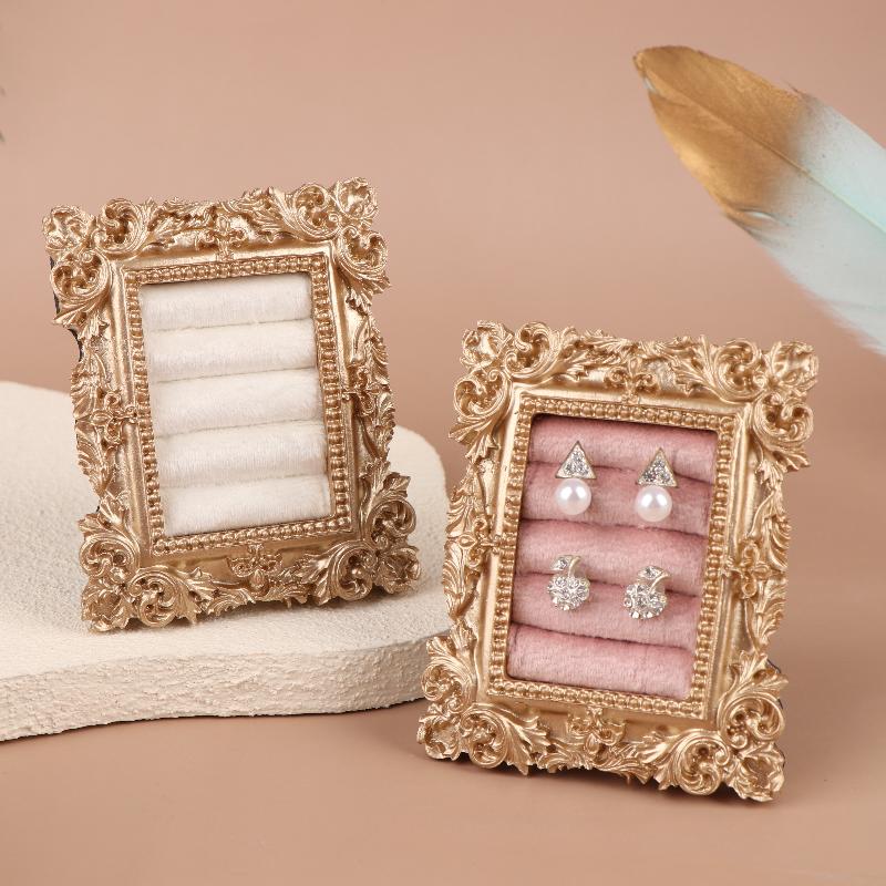 Retro Square Ring Earring Display Stand Jewelry Showcase Storage Tray Shop Window Decoration Photography Background Props
