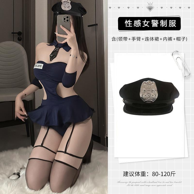Sexy Lingerie Hot Policewoman Uniform Cosplay Stewardess Sexy Perspective Navy Seduction