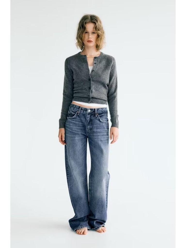 2024 Frühling Retro Straight-Leg Weite Denimhose für Damen - Schlankmachend, Bodenlang, Europäischer & Amerikanischer Stil