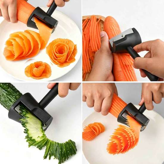 Mehrzweck-Küchengerät Gemüse-Karotten-Lockenwickler und Schäler, Spiralschneider mit ergonomischem kreativem Utensilien-Griff, Edelstahlklinge