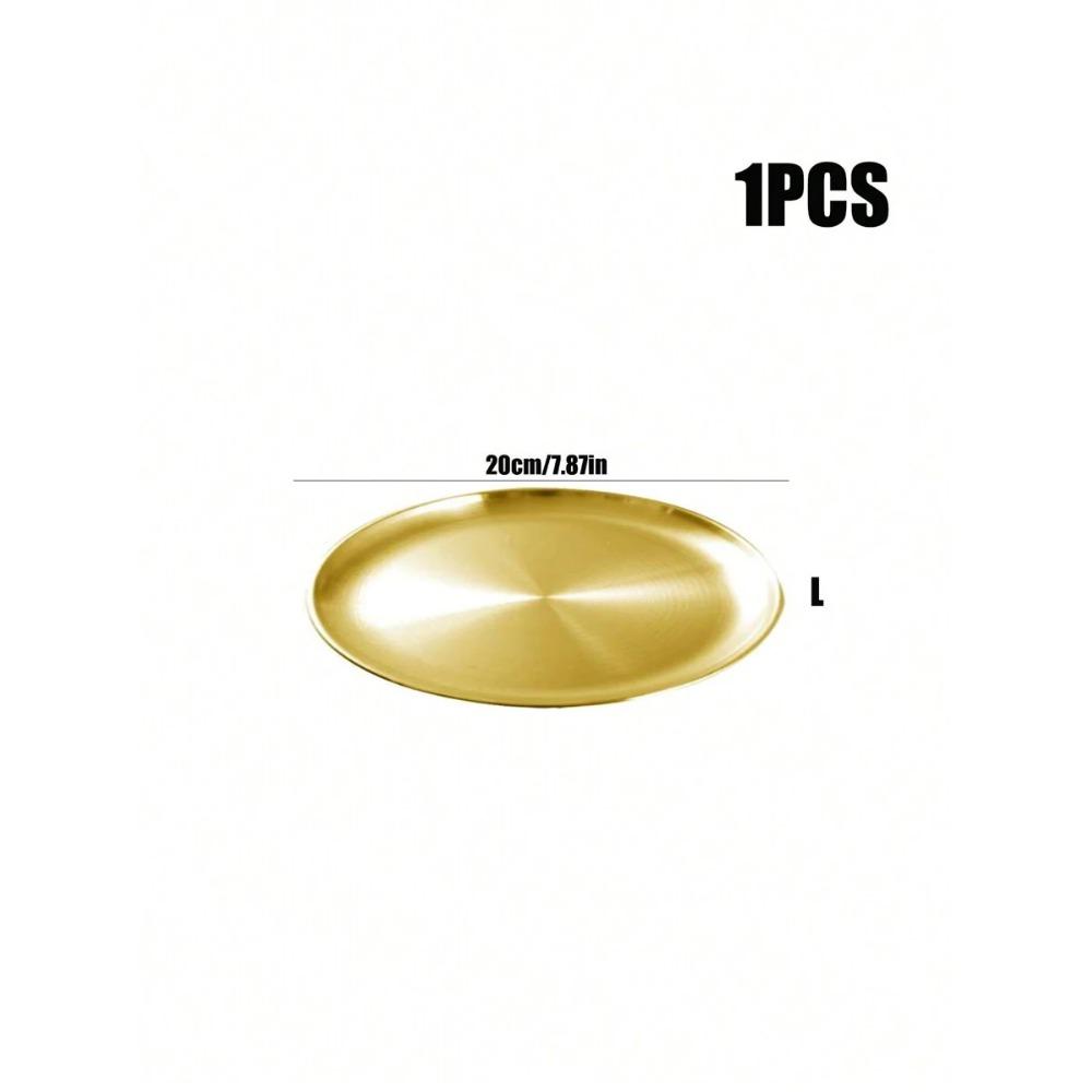 1/3pcs Stainless Steel Plate, Metal Round Dinner Plate Dessert/Salad Plate, Suitable for BBQ, Camping, Picnic, Party, Home Use