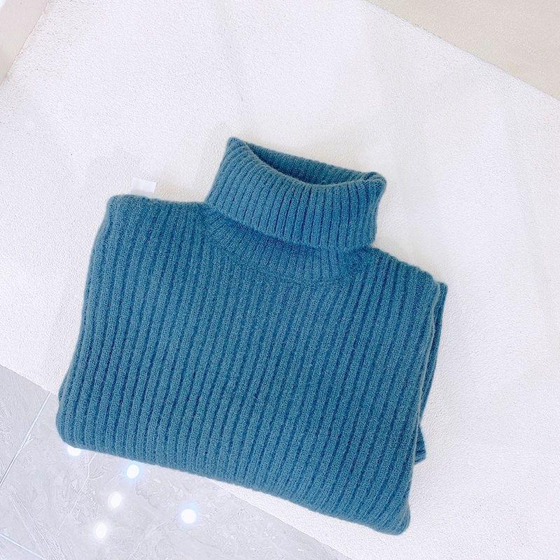 

Детский трикотажный свитер с высоким воротником - Утепленный пуловер для мальчиков и девочек, Модный корейский стиль для весны и осени. Size 110