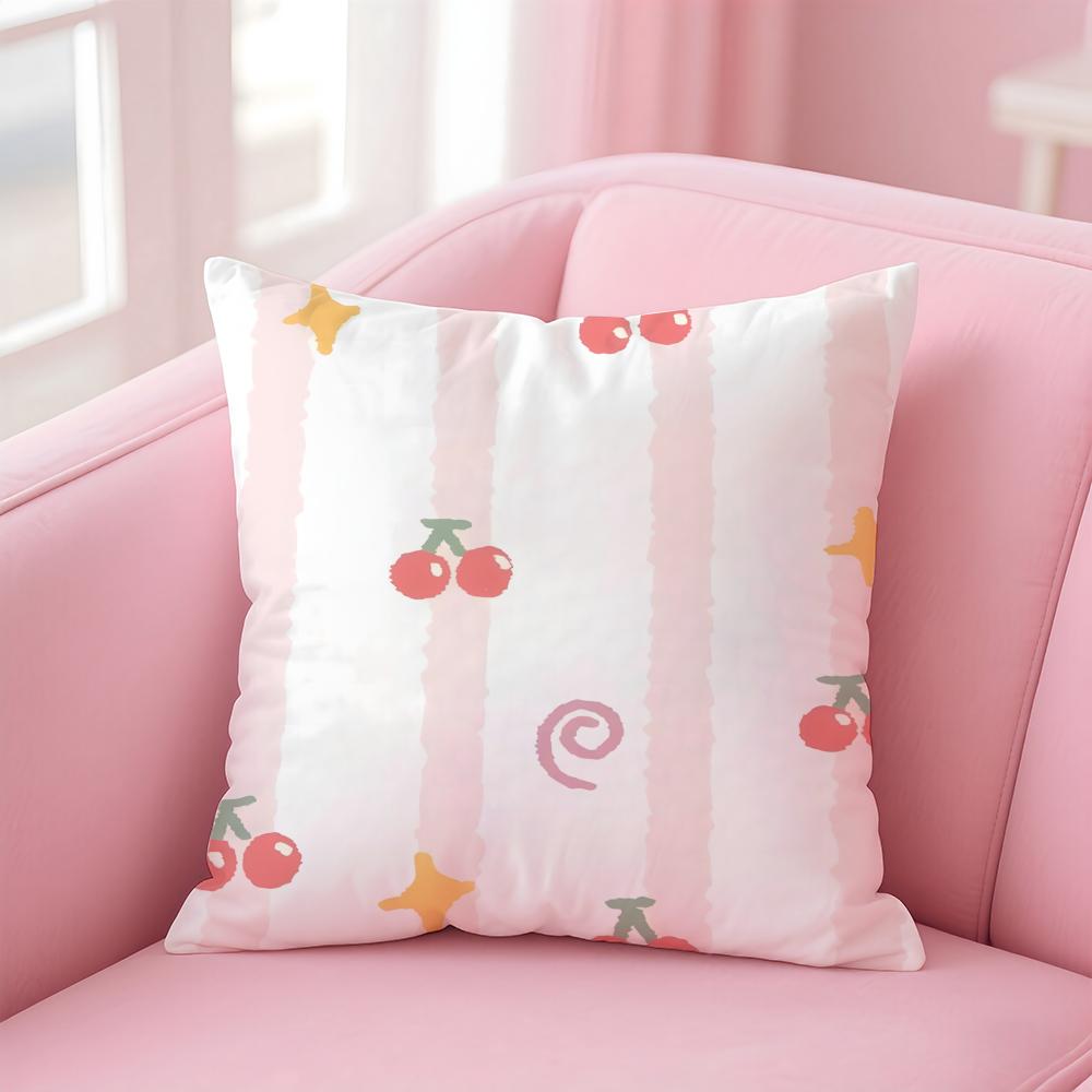 CUTE Handpainted cherries Cushion Cover Pillow Case Soft Skin Friendly Fabric  Concealed Zipper