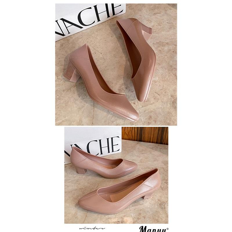 Women's Classic Pointed Toe Block Heel Pumps Casual Formal Footwear
