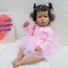 20'' 50 Cm Reborn Girl Baby Dolls Liam with Dark Skin Soft Cloth Body Simulation Dolls Handmade Rooted Curly Hair Lifelike Rebirth Doll Kids Xmas Gift