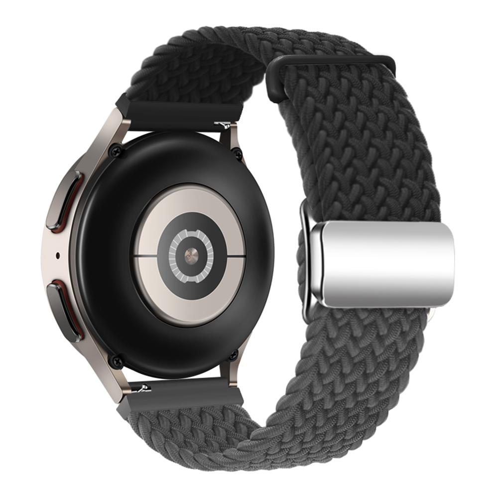 

Универсальный плетеный ремешок для часов 22 мм, серебряная магнитная застежка, сменный браслет Black+Dark Grey