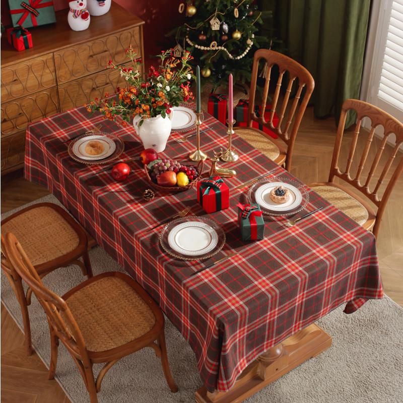 Lexuanxiu Nordic INS Rectangular Plaid Christmas Party Tablecloth