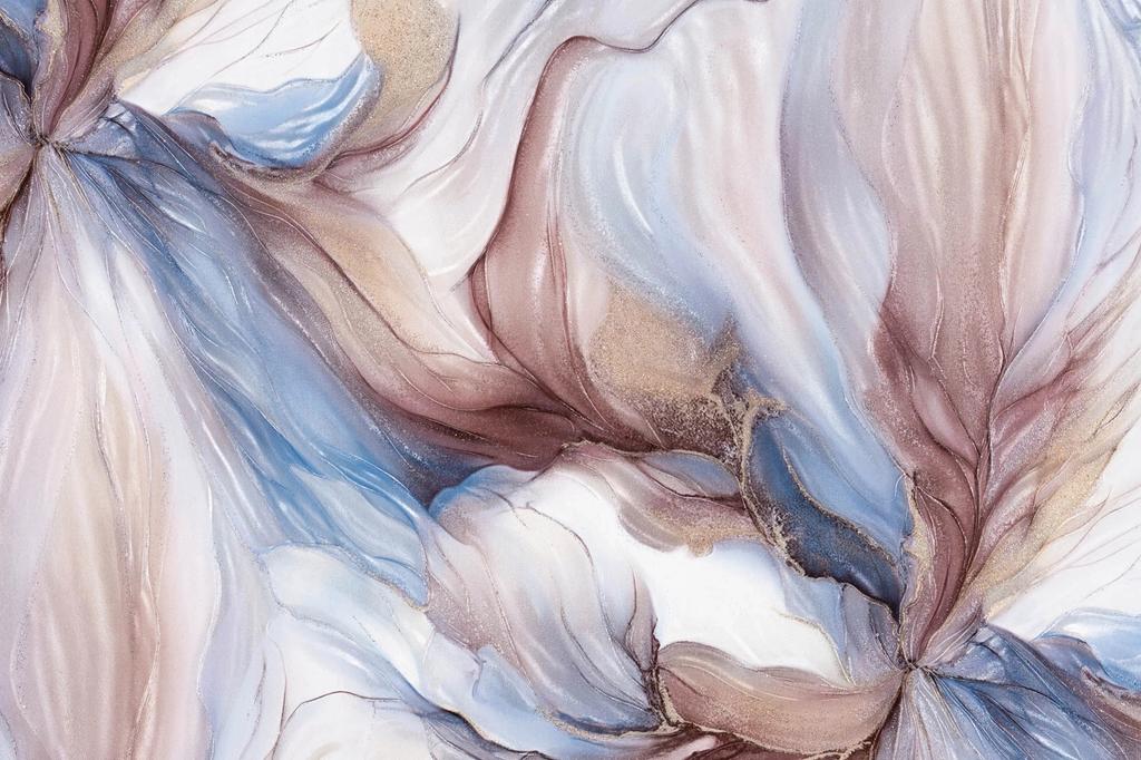 Vinyl Wallpaper On Non-Woven Fabric, Blurred Shapes, Blue And Beige, 10M