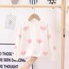 Jinbei Girls' Heart Jacquard Faux Mink Cardigan - Autumn Baby Round Neck Sweater