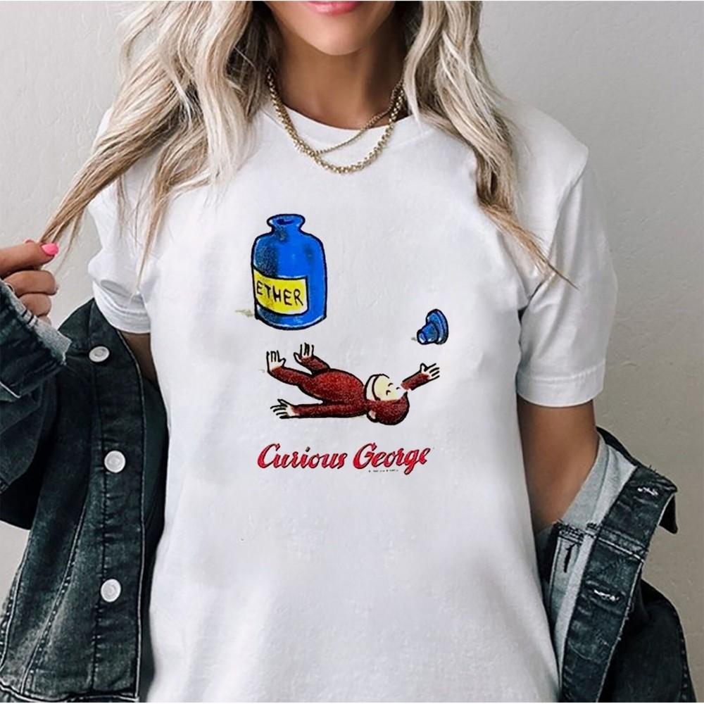 Винтажная белая футболка унисекс 90-х с изображением Любопытного Джорджа Ether XXL