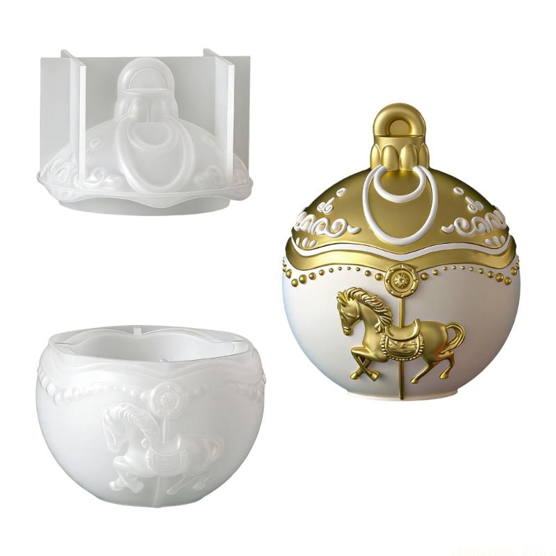 QX2E Christmas Ball Silicone Cup Molds Resin Jar Mould With Lid Easy Demolding