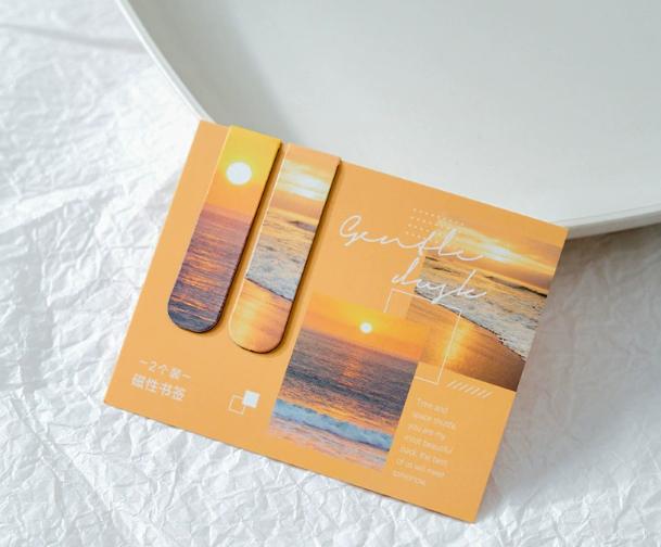 2pcs Landscape Themed Magnetic Bookmarks Magnet Page Markers Magnetic Page Clip Fun Book Marks For Reading Gift