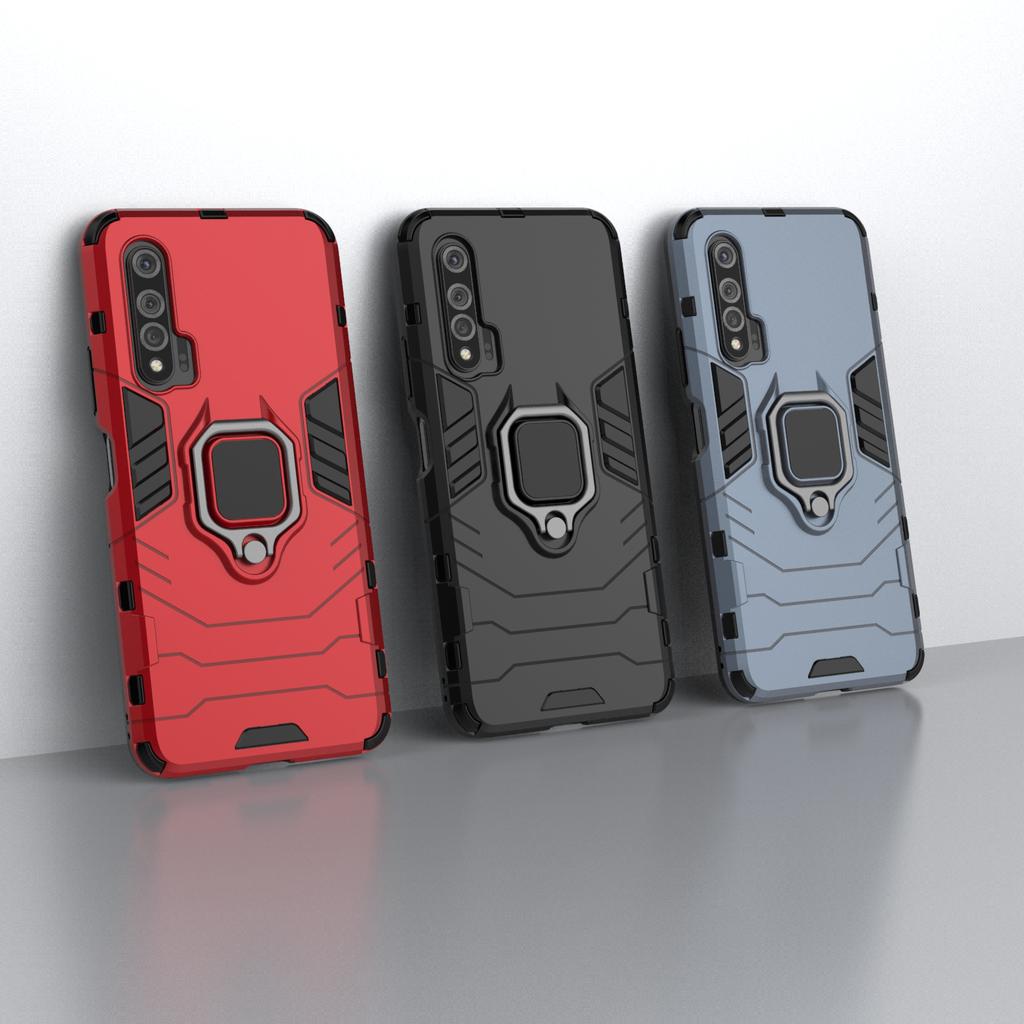 Nárazuvzdorné pouzdro Armor pro Huawei Nova 7SE 6 5Z 5T 5i 4E 3E 2 Lite Pro Y90 Y70 Y61 Y60 4G 5G Bumper Kovový kroužek Stojánek Zadní kryt