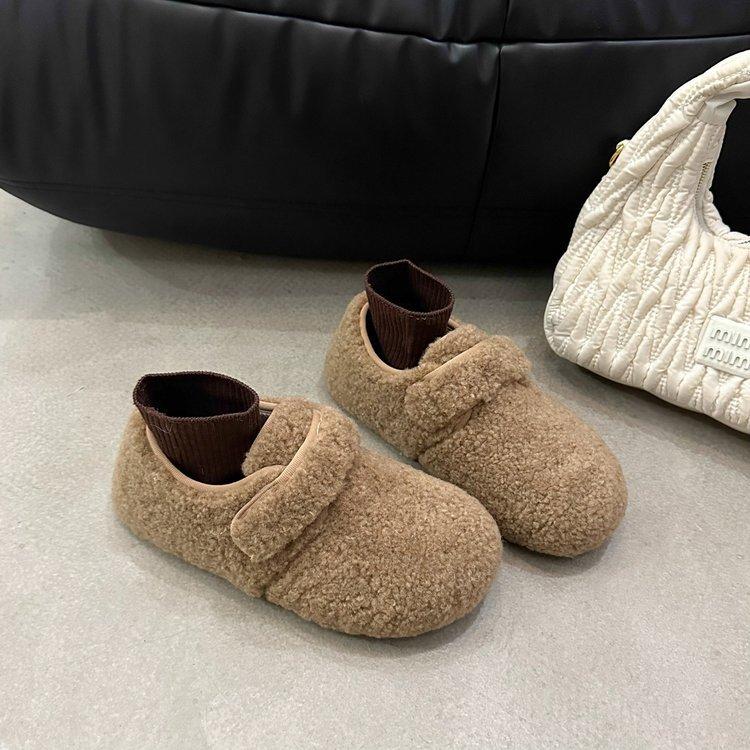 Women Flats Shoes 2026 Autumn Winter Comfort Soft Sole Mary Jane Shoes Outdoor Retro Warm Plush Cotton Shoes Zapatos Mujer