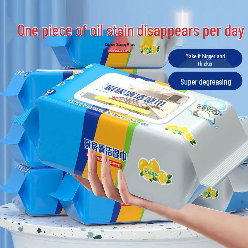 Kitchen Heavy-Duty Wet Wipes for Oil & Stain Remova Blue - 80 sheets - 6 packs