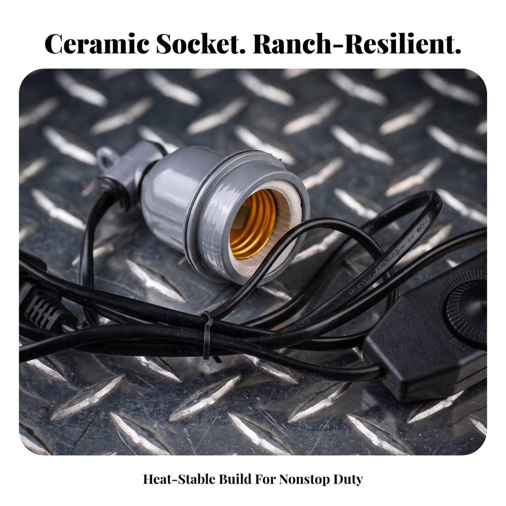 Ceramic Lamp Holder with Switch Cord High-Temperature for Reptile Keepers