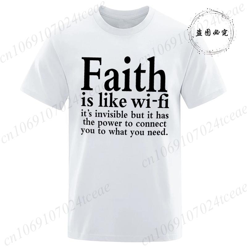 Мужская уличная одежда Вера как Wi-Fi Бог Иисус Религиозная Христианская Забавная Футболка с коротким рукавом Уличная одежда Летние Футболки Мужской Топ S