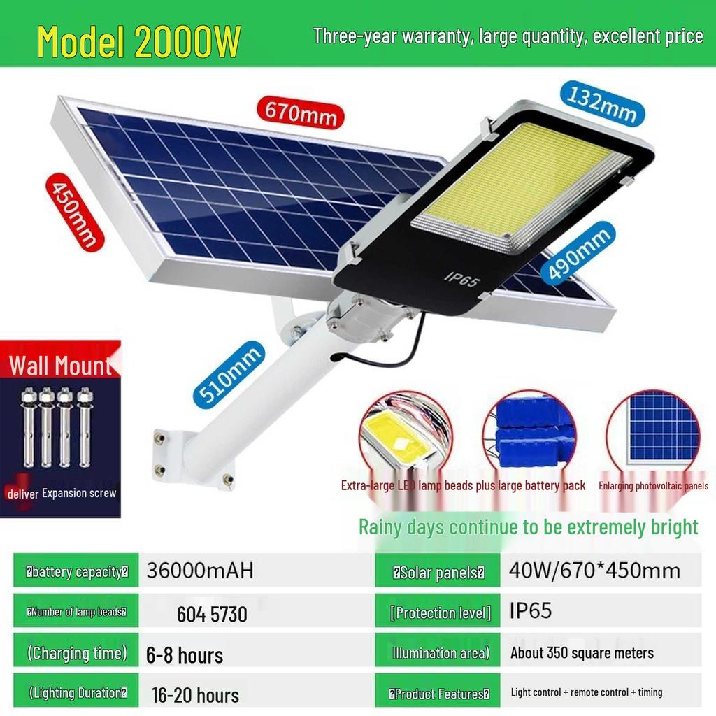 Super Bright Waterproof LED Solar Street and Courtyard Light for Outdoor Use