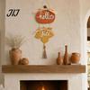 Kitchen Autumn Theme Decor Hello Fall Wooden Hanging Sign, Pumpkin Maple Leaf Door Hanger with Home Aesthetic Ornaments Tassel, Harvest Thanksgiving