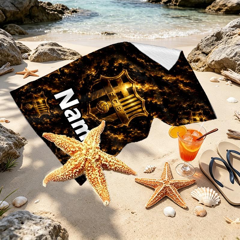 Custom Name Personalized football club FC Print Beach Towel, for Trip Camping Beach Party Home Decor, Birthday Gift for Family & Friends
