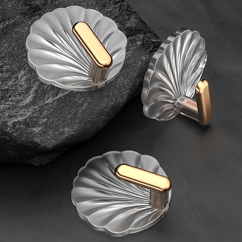 4/8Pcs Creative Shell Shape Wall Hook Bathroom Multifunction Punch-Free Hooks Coat Hanger Home Decoration Self-Adhesive Hooks