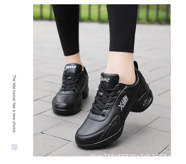 Women's Waterproof White Jazz Dance Shoes - Soft Sole, Low Top, Medium Heel, Wear-Resistant for Autumn