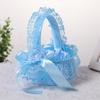 Wedding Flower Girl Basket with Lace Trim Handle Bowknot Flower Baskets for Wedding Ceremony Party Floral Arrangement