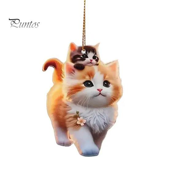 Cartoon Katze Acryl Hängende Dekoration Hause Innen Weihnachten Baum Auto Rückspiegel 2D Flache Kätzchen Hängende Ornament Tier Anhänger
