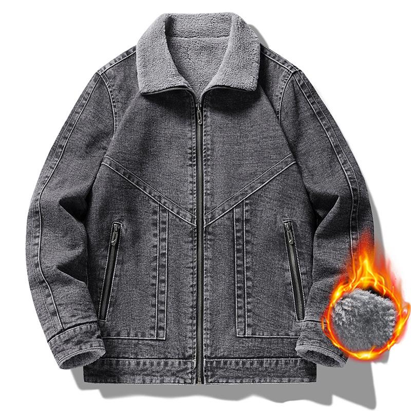 

Джинсовая куртка мужская осень и зима новый простой большой размер корейский стиль стираный ретро мотоциклетный топ мужская куртка хлопковая куртка модная 5XL