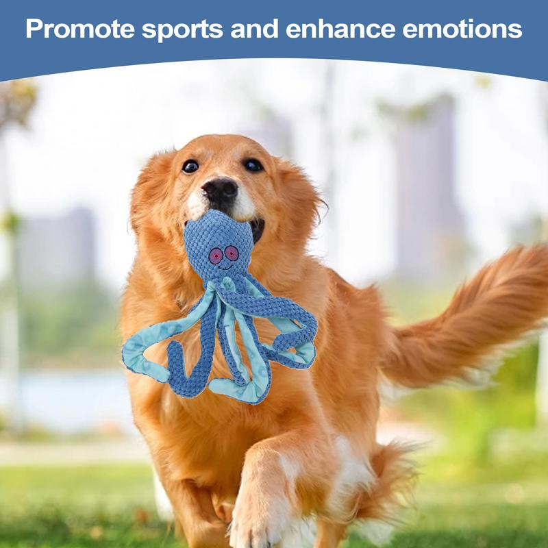 Plush Dog Squeaky Toys Dog Teeth Cleaning Toys Octopus Shaped Puppy Playing Tool For Home Outdoor Interactive Pet Training