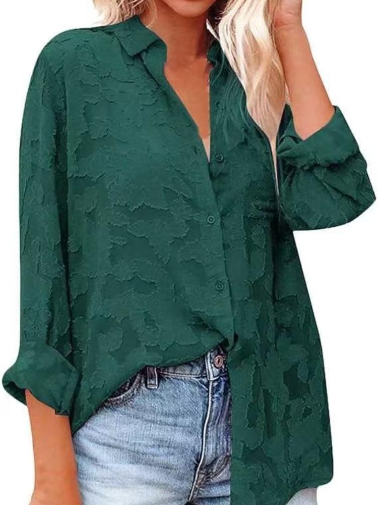

Women s Sheer Floral Print Long Sleeve Blouse Button Up Casual Elegant Tops XXXL темно-зелений колір