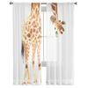 Fun Giraffe Animal White Sheer Curtains for Living Room Voile Curtain Bedroom Bathroom Tulle Curtains Window Drapes
