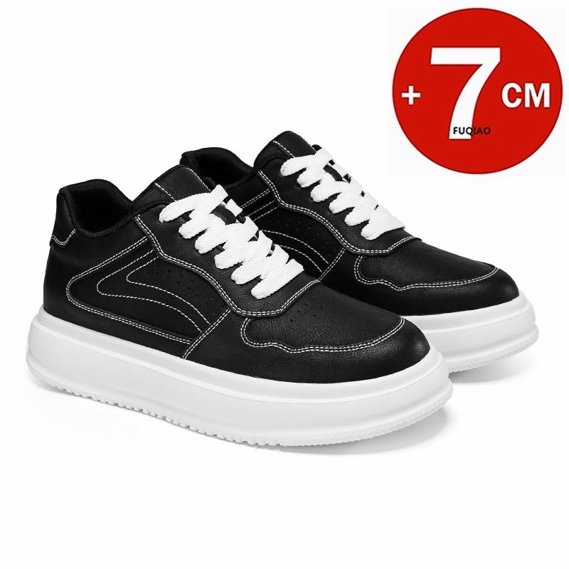 7CM Height Increasing Casual Shoes for Men & Women Leather Breathable Comfortable Elevator Sneakers Lightweight Fashion Sports