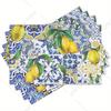 4pc Lemon Printed Summer Linen Placemat Fresh Holiday Dining Table Mat Decoration for Wedding Party Home Gathering