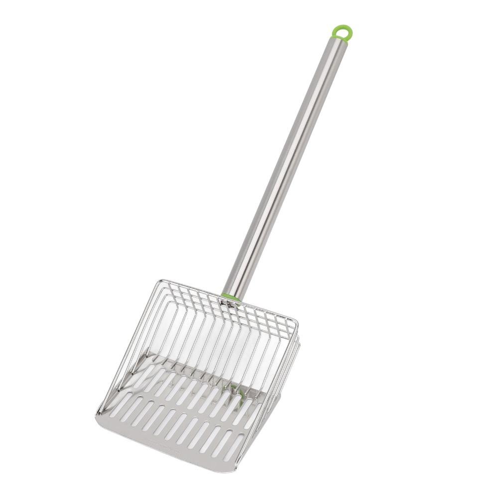 Stainless Steel Sifting Shovel Long Handle Litter Scoop Portable Slat Scoop for Chicken Pet Cat