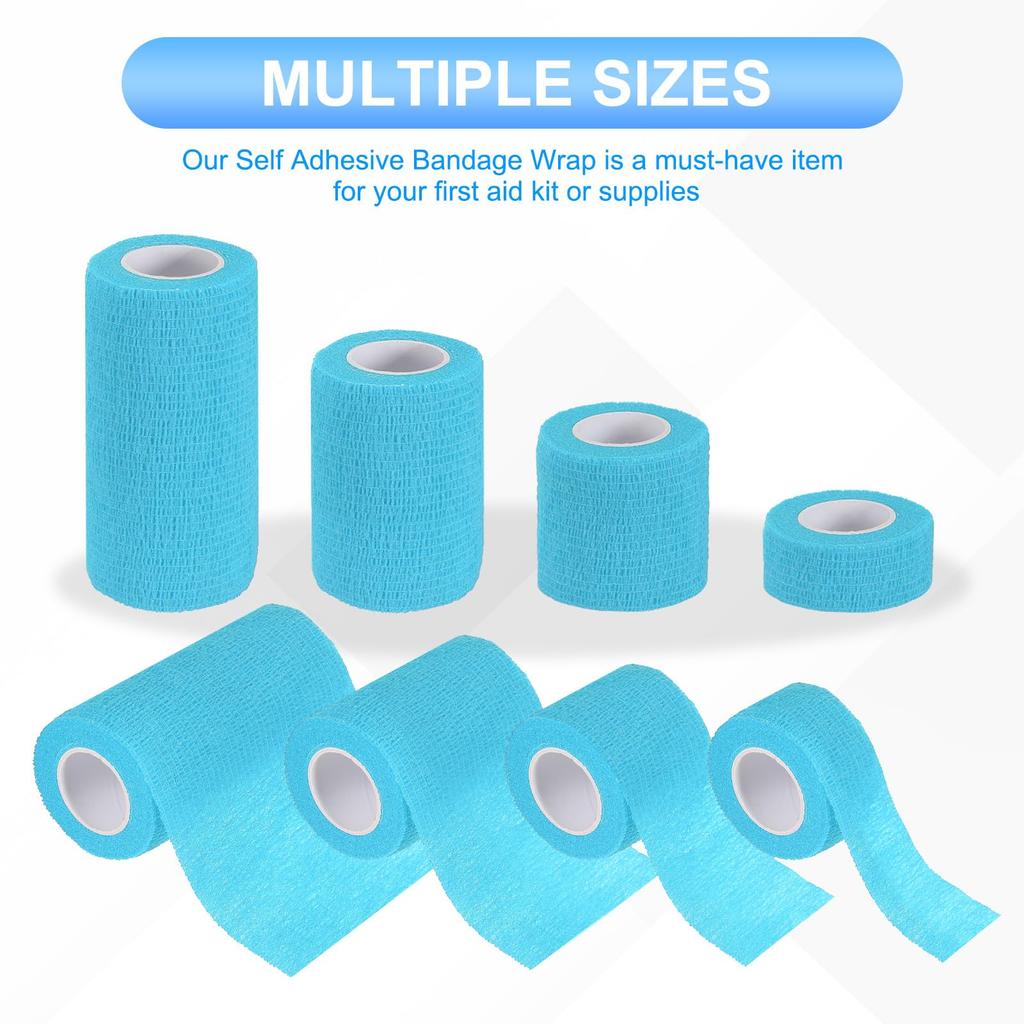 PATIKIL Bandage 16 5 Wrap for Athletic and Outdoor Sky Blue 1"/2"/3"/4" Self-Adhesive Wraps, Count, Yards, Elastic, Breathable, Self-Adhesive Tape,