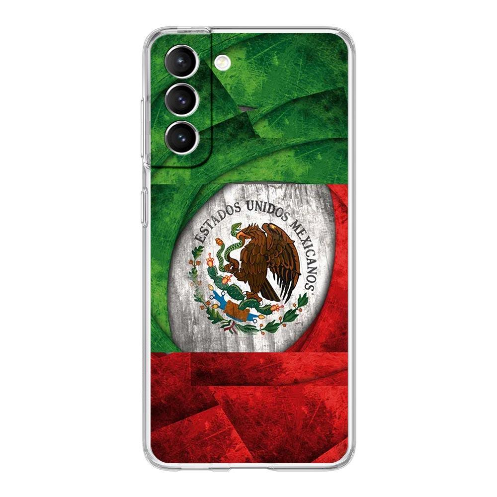 Mexico Flag Clear Phone Case For Samsung Galaxy S24 Plus S23 FE S22 S21 S20 Ultra 5G S10 S10E S9 S8 Soft Silicone Cover