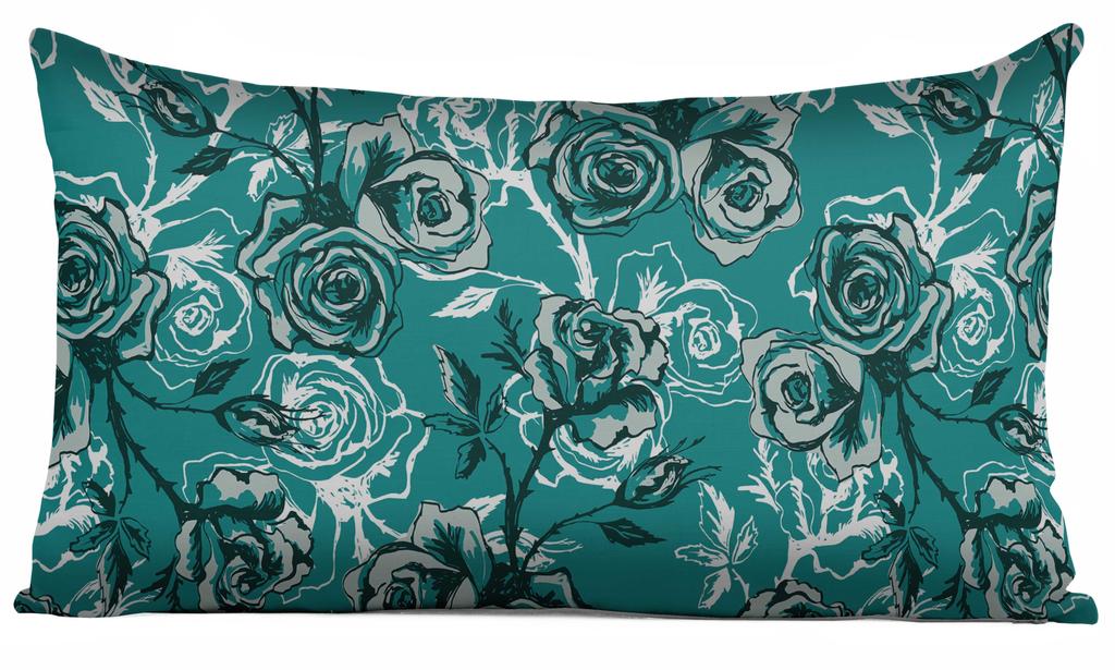 Vargottam Square Pillow Cover - Decorative Pillow Covers 12x12 Inches, Printed Teal Blue Theme Pillowcase,