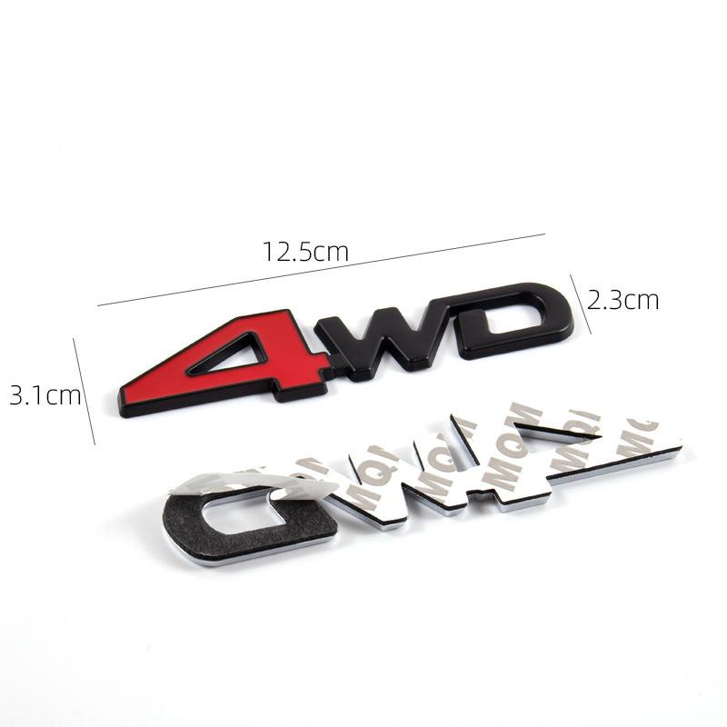 3D Metal Chrome Black Numbers Letters Logo 4wd Emblem Car Fender Badge Trunk Decal 4WD Sticker Accessories
